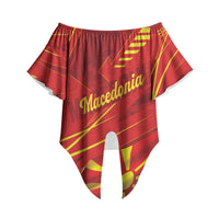 Personalised Macedonia Off Shoulder Wrap Waist Top Flag Color Inspired