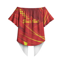 Personalised Macedonia Off Shoulder Wrap Waist Top Flag Color Inspired