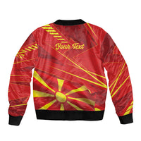 Personalised Macedonia Sleeve Zip Bomber Jacket Flag Color Inspired