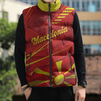 Personalised Macedonia Sleeveless Puffer Jacket Flag Color Inspired
