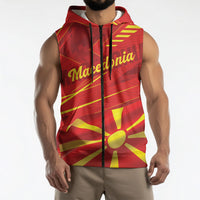 Personalised Macedonia Sleeveless Zip Hoodie Flag Color Inspired