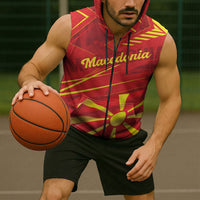 Personalised Macedonia Sleeveless Zip Hoodie Flag Color Inspired