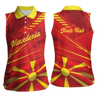 Personalised Macedonia Women Sleeveless Polo Shirt Flag Color Inspired