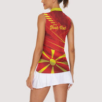 Personalised Macedonia Women Sleeveless Polo Shirt Flag Color Inspired