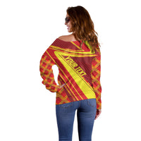 Personalised Macedonia Independence Day Off Shoulder Sweater 8 September 1991
