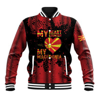 Personalised My Heart My Country My Macedonia Baseball Jacket Grunge Style
