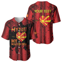 Personalised My Heart My Country My Macedonia Baseball Jersey Grunge Style