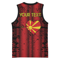 Personalised My Heart My Country My Macedonia Basketball Jersey Grunge Style