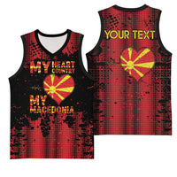 Personalised My Heart My Country My Macedonia Basketball Jersey Grunge Style