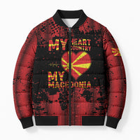 Personalised My Heart My Country My Macedonia Bomber Puffer Jacket Grunge Style