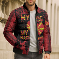 Personalised My Heart My Country My Macedonia Bomber Puffer Jacket Grunge Style