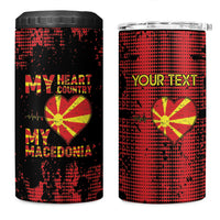 Personalised My Heart My Country My Macedonia 4 in 1 Can Cooler Tumbler Grunge Style