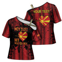 Personalised My Heart My Country My Macedonia Cross Shoulder Shirt Grunge Style
