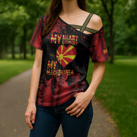 Personalised My Heart My Country My Macedonia Cross Shoulder Shirt Grunge Style