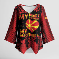 Personalised My Heart My Country My Macedonia Kimono Sleeve Blouse Grunge Style