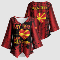 Personalised My Heart My Country My Macedonia Kimono Sleeve Blouse Grunge Style