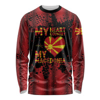 Personalised My Heart My Country My Macedonia Long Sleeve Shirt Grunge Style