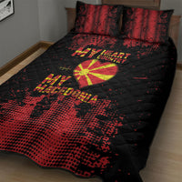 My Heart My Country My Macedonia Quilt Bed Set Grunge Style