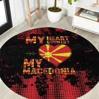My Heart My Country My Macedonia Round Carpet Grunge Style