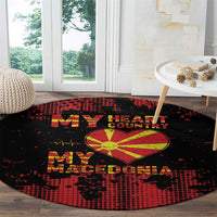 My Heart My Country My Macedonia Round Carpet Grunge Style