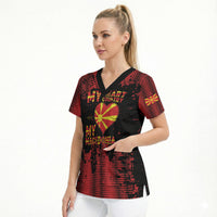 Personalised My Heart My Country My Macedonia Scrub Top Grunge Style