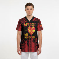 Personalised My Heart My Country My Macedonia Scrub Top Grunge Style