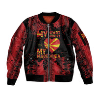 Personalised My Heart My Country My Macedonia Sleeve Zip Bomber Jacket Grunge Style