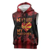 Personalised My Heart My Country My Macedonia Sleeveless Zip Hoodie Grunge Style