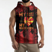 Personalised My Heart My Country My Macedonia Sleeveless Zip Hoodie Grunge Style