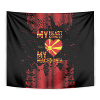 My Heart My Country My Macedonia Tapestry Grunge Style