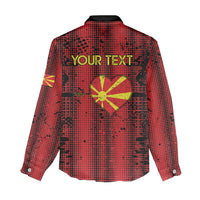 Personalised My Heart My Country My Macedonia Women Casual Shirt Grunge Style
