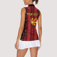 Personalised My Heart My Country My Macedonia Women Sleeveless Polo Shirt Grunge Style
