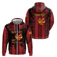 Personalised My Heart My Country My Macedonia Zip Hoodie Grunge Style