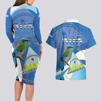 Nicaragua 505 Guardabarranco Couples Matching Long Sleeve Bodycon Dress and Hawaiian Shirt En Dios confiamos - Wonder Print Shop