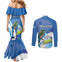Nicaragua 505 Guardabarranco Couples Matching Mermaid Dress and Long Sleeve Button Shirt En Dios confiamos - Wonder Print Shop