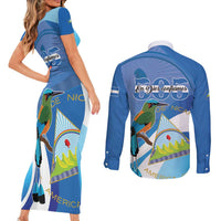 Nicaragua 505 Guardabarranco Couples Matching Short Sleeve Bodycon Dress and Long Sleeve Button Shirt En Dios confiamos - Wonder Print Shop