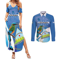 Nicaragua 505 Guardabarranco Couples Matching Summer Maxi Dress and Long Sleeve Button Shirt En Dios confiamos - Wonder Print Shop