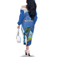 Nicaragua 505 Guardabarranco Family Matching Off The Shoulder Long Sleeve Dress and Hawaiian Shirt En Dios confiamos - Wonder Print Shop