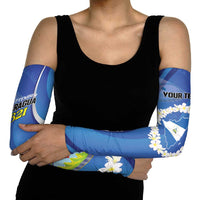 Nicaragua Independence Day 1821 Arm Sleeves Plumeria Floral - Wonder Print Shop