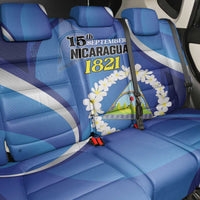 Nicaragua Independence Day 1821 Back Car Seat Cover Plumeria Floral - Wonder Print Shop