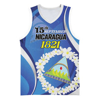 Personalized Nicaragua Independence Day 1821 Basketball Jersey Plumeria Floral - Wonder Print Shop