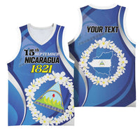 Personalized Nicaragua Independence Day 1821 Basketball Jersey Plumeria Floral - Wonder Print Shop