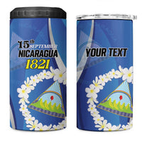 Personalized Nicaragua Independence Day 1821 4 in 1 Can Cooler Tumbler Plumeria Floral - Wonder Print Shop