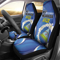 Nicaragua Independence Day 1821 Car Seat Cover Plumeria Floral - Wonder Print Shop