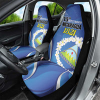Nicaragua Independence Day 1821 Car Seat Cover Plumeria Floral - Wonder Print Shop