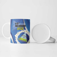 Personalized Nicaragua Independence Day 1821 Ceramic Mug Plumeria Floral - Wonder Print Shop
