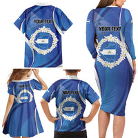 Personalized Nicaragua Independence Day 1821 Family Matching Long Sleeve Bodycon Dress and Hawaiian Shirt Plumeria Floral - Wonder Print Shop