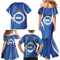 Personalized Nicaragua Independence Day 1821 Family Matching Mermaid Dress and Hawaiian Shirt Plumeria Floral - Wonder Print Shop