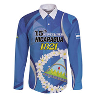 Personalized Nicaragua Independence Day 1821 Family Matching Off The Shoulder Long Sleeve Dress and Hawaiian Shirt Plumeria Floral - Wonder Print Shop