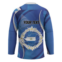 Personalized Nicaragua Independence Day 1821 Hockey Jersey Plumeria Floral - Wonder Print Shop